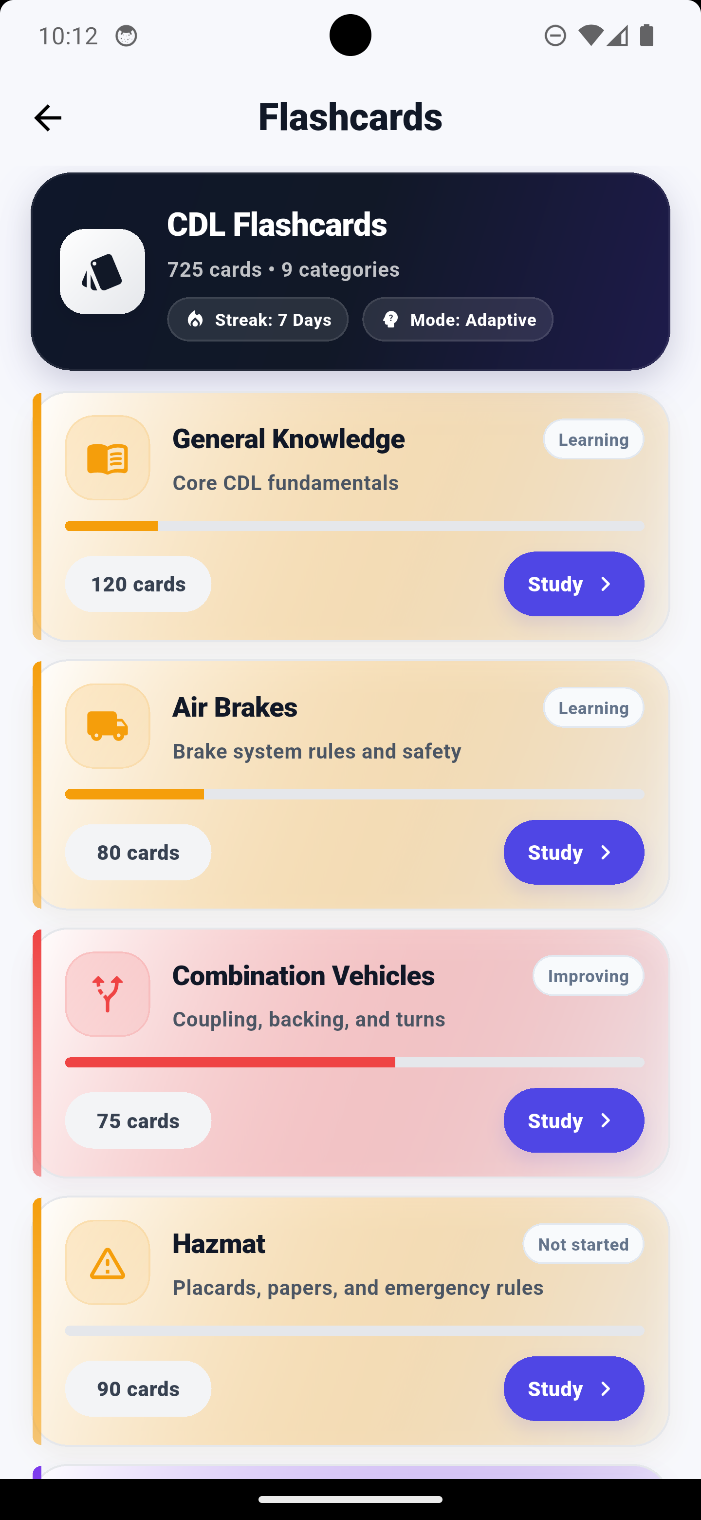 Flashcard deck selection